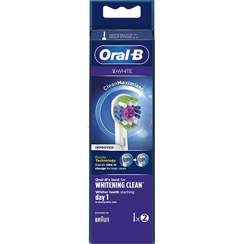 Đầu bàn chải thay thế bàn chải điện Oral-B 3D White (Set 2 cái) - Hàng nhập khẩu