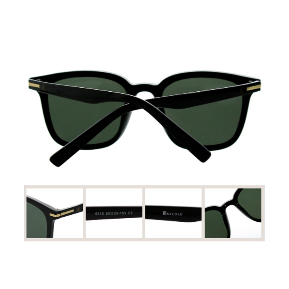 Kính râm chống tia UV hãng NICOLE Hàn Quốc mã NI6412 gọng vuông màu đen