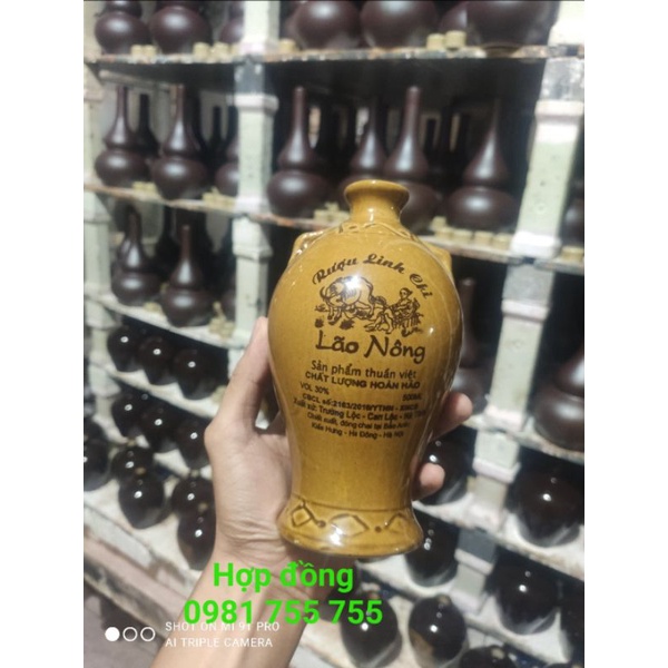 Bình Rượu,Chum Rượu Càn Long Bát Tràng men sần 500ml - Giá rẻ