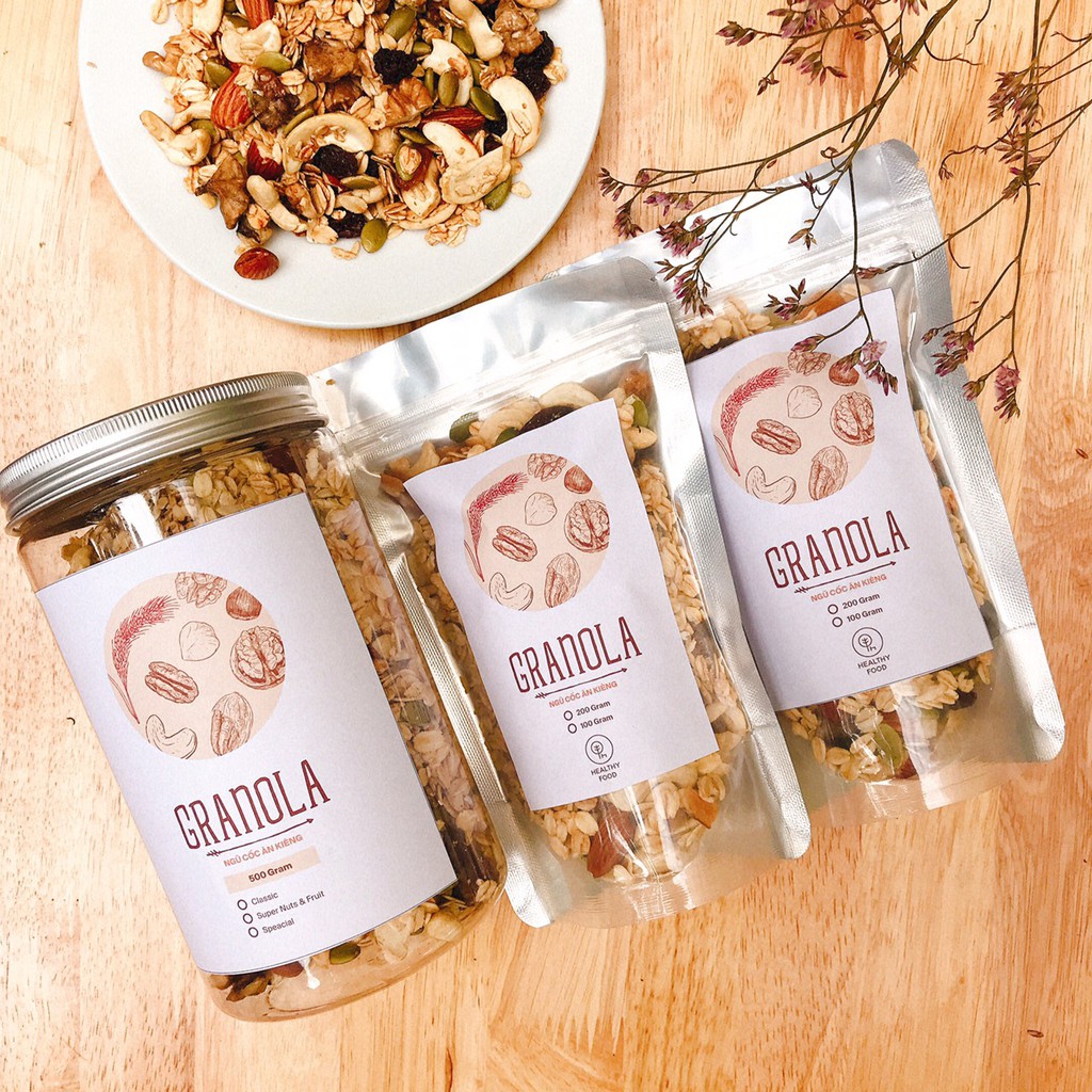 Granola - Ngũ Cốc Ăn Kiêng Không Đường 💥 Granola Nhiều Hạt 💥 Ngũ Cốc Giảm Cân Ăn Liền 500g | BigBuy360 - bigbuy360.vn