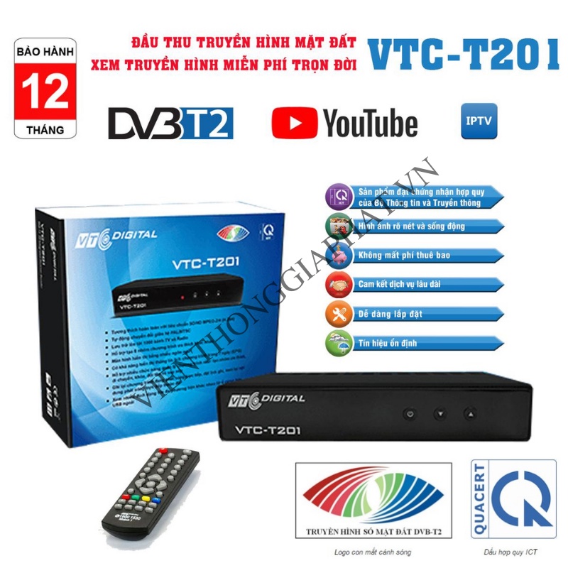 Combo 05 Đầu Thu Truyền Hình Số Mặt Đất DVB T2 VTC T201 Model 2021