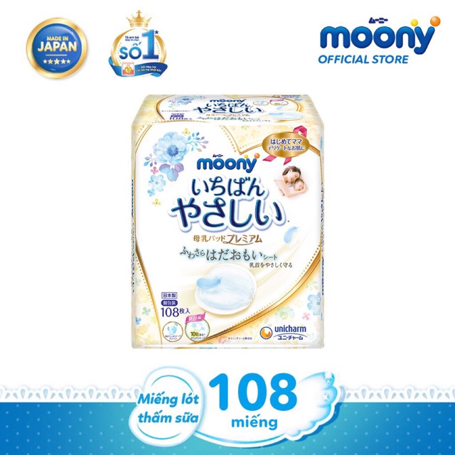 Thấm sữa moony dùng 1 lần bịch 72 miếng và 108 miếng