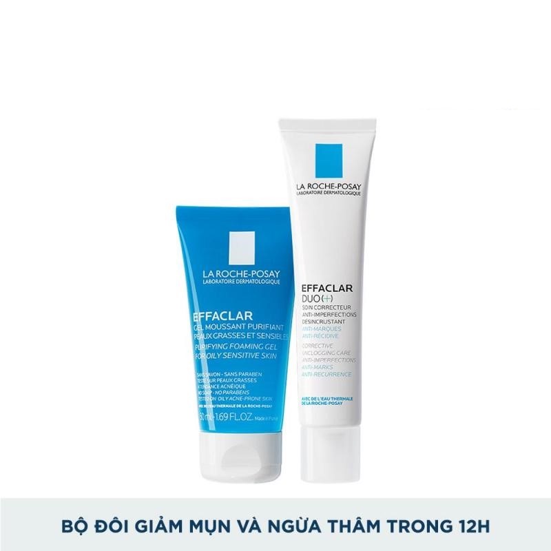 Bộ đôi Kem dưỡng giảm mụn, ngừa thâm Effaclar Duo+ 40ml và Gel rửa mặt dành cho da dầu nhạy cảm Effaclar gel