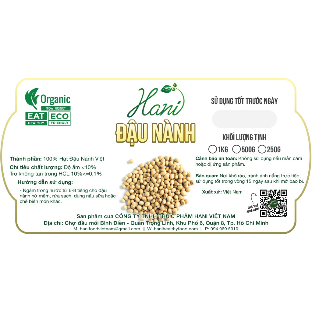1Kg Đậu Nành Không Biến Đổi Gen Sạch Thuần Chủng  🌱 Hani Healthy Food