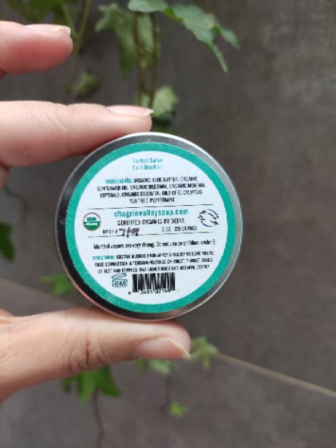 [Organic] Sáp trị nghẹt mũi hữu cơ Chagrin Valley Cool Methol