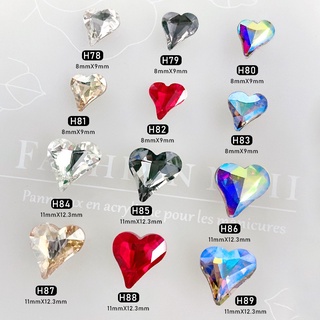 Set 10 viên đá pha lê, đá khối hình trái tim 3D lấp lánh trang trí móng tay, phụ kiện nail salon
