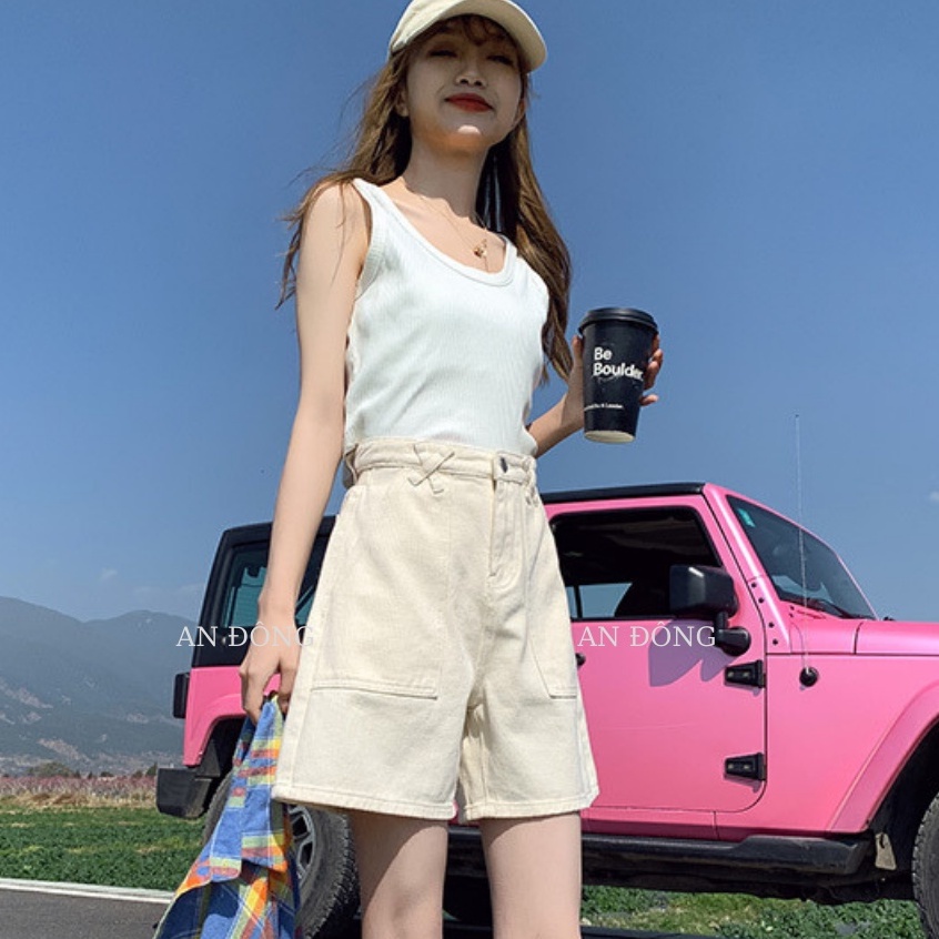 Quần lửng nữ chất vải kaki lưng cao, đai chéo phong cách Hàn Quốc có bigsize 70kg