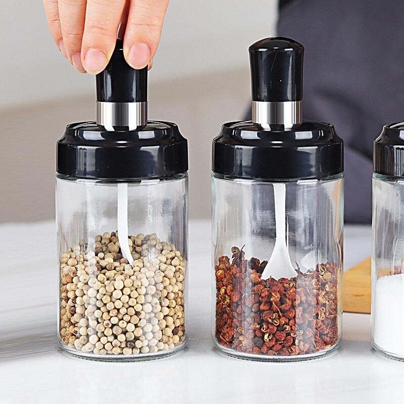 Hũ thủy tinh đựng gia vị kèm thìa tiện dụng-supersale365