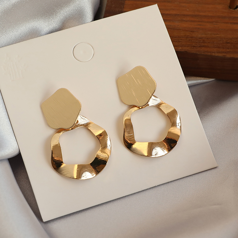 Khuyên tai kim loại phong cách Hàn Quốc retro thời trang