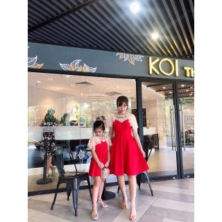 Set đầm mẹ bé chữ thêu