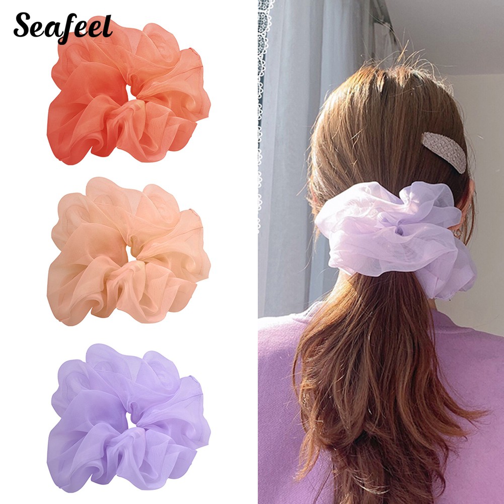 Dây Buộc Tóc Co Giãn Màu Trơn Cho Nữ