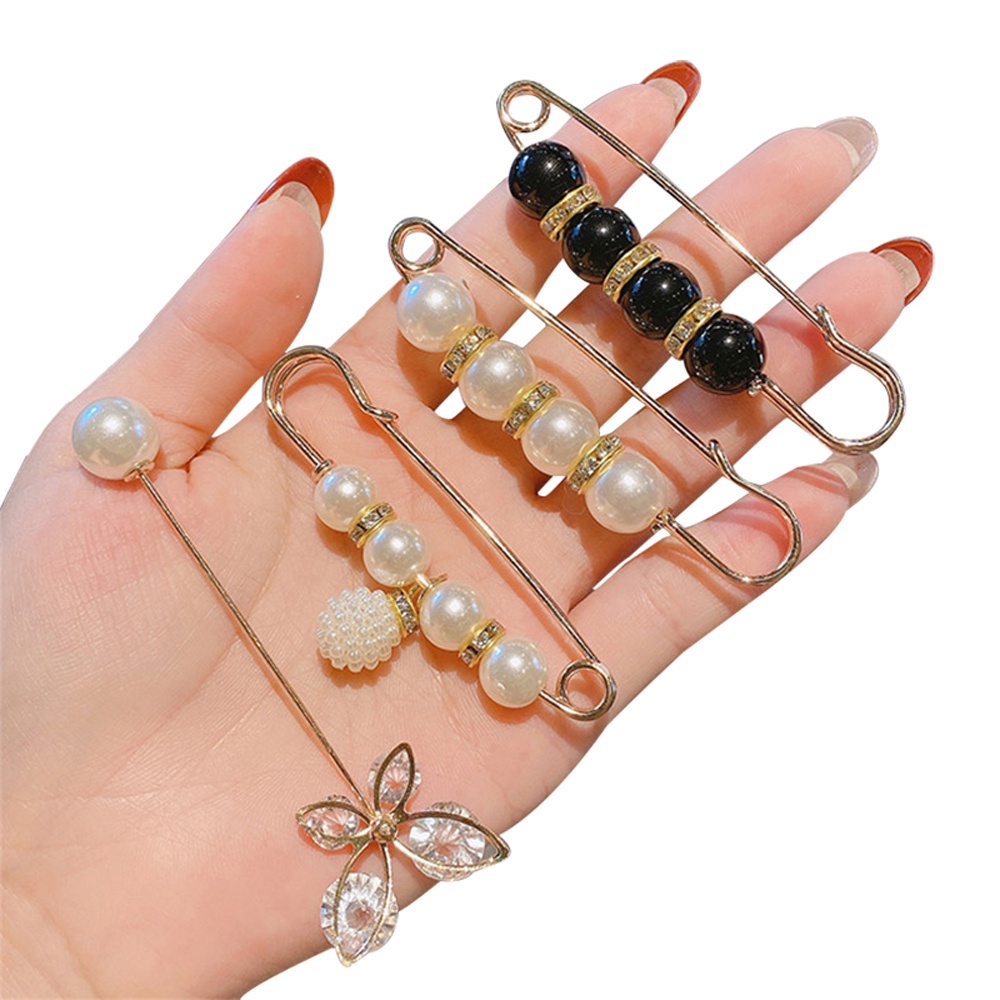 Set ghim cài áo đính ngọc trai giả đơn giản thời trang phong cách retro