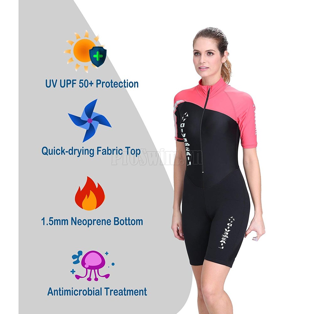 Bộ Bơi Nữ Mùa Đông Liền Quần 606 Đen Hồng