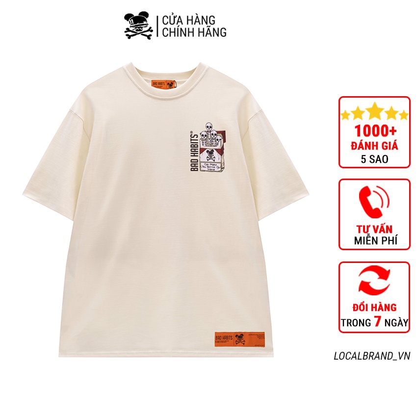 Áo thun Bad Habits Tee Local Brand Ulzzang Unisex nam nữ tay lỡ, form rộng, vải Cotton thoáng mát, cao cấp
