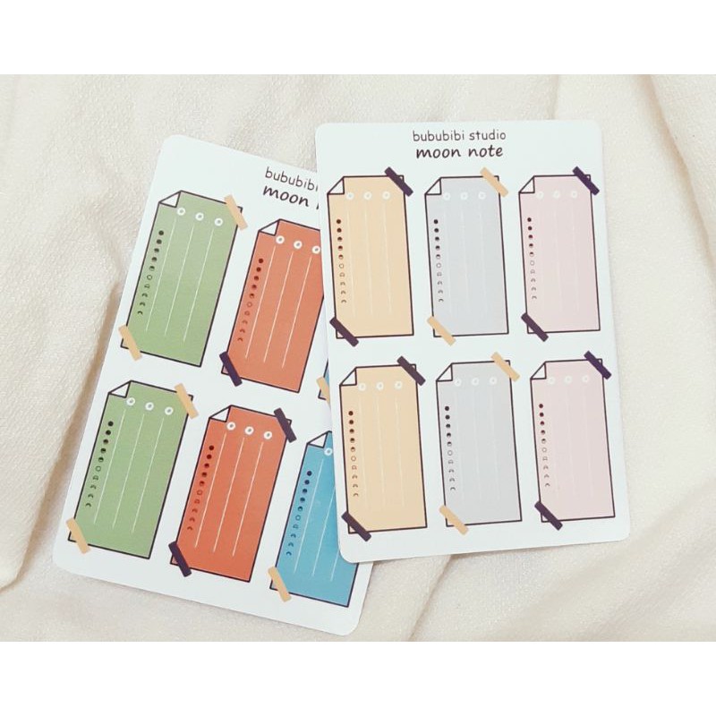 Tờ sticker hình giấy note dùng trang trí sổ bullet journal/ planner: trăng khuyết