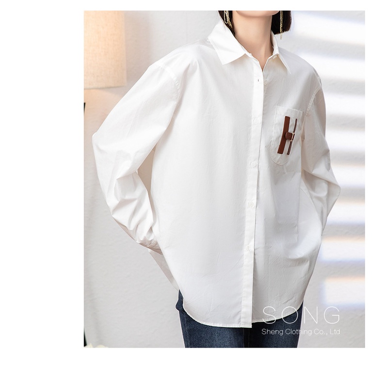 Áo Sơ Mi Trắng Nữ Chữ H Style Cao Cấp, Áo Somi Dài Tay Dáng Rộng | BigBuy360 - bigbuy360.vn