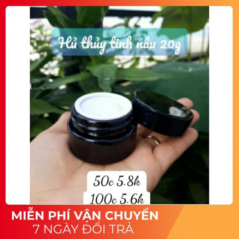 [Sỉ 5.6k] Hủ kem thủy tinh nâu 15g/20g - hủ đựng mỹ phẩm