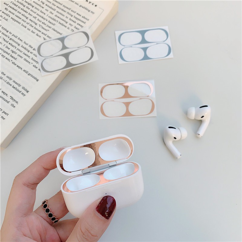 Dán decal kim loại 18K chống bụi AirPods PRO