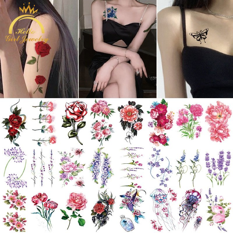 Sticker Dán Hình Xăm Tạm Thời Hình Hoa Chống Thấm Nước 10cm * 6cm