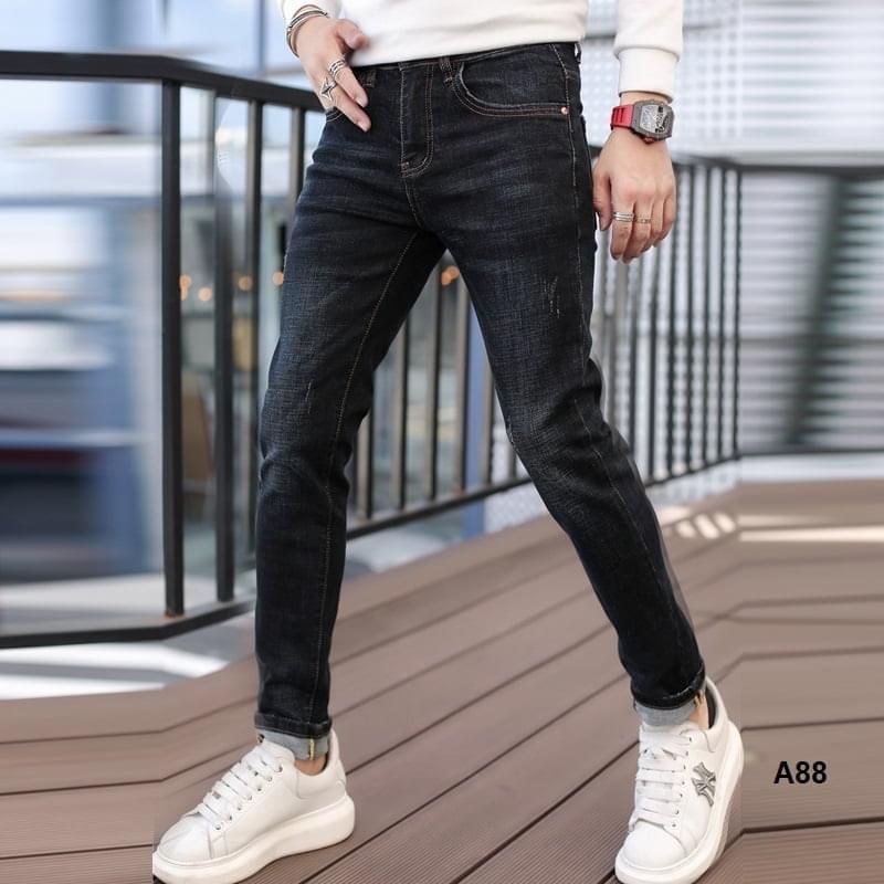 Quần Jean Nam ĐP2509 VẢI DENIM FORM SKINNY QUẦN CÔN ỐNG ĐỨNG TRƠN MÀU LẠ VIET FASHION