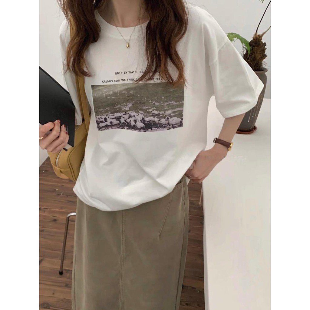 Áo thun form rộng in hình Xonxen shop chất cotton dày dặn free size, mã 5323