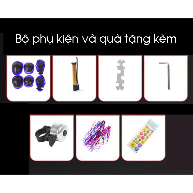 Xe đạp trẻ em  18 inch xếp gọn Seebaby - Xe Đạp cho bé 4>9 tuổi có đèn led