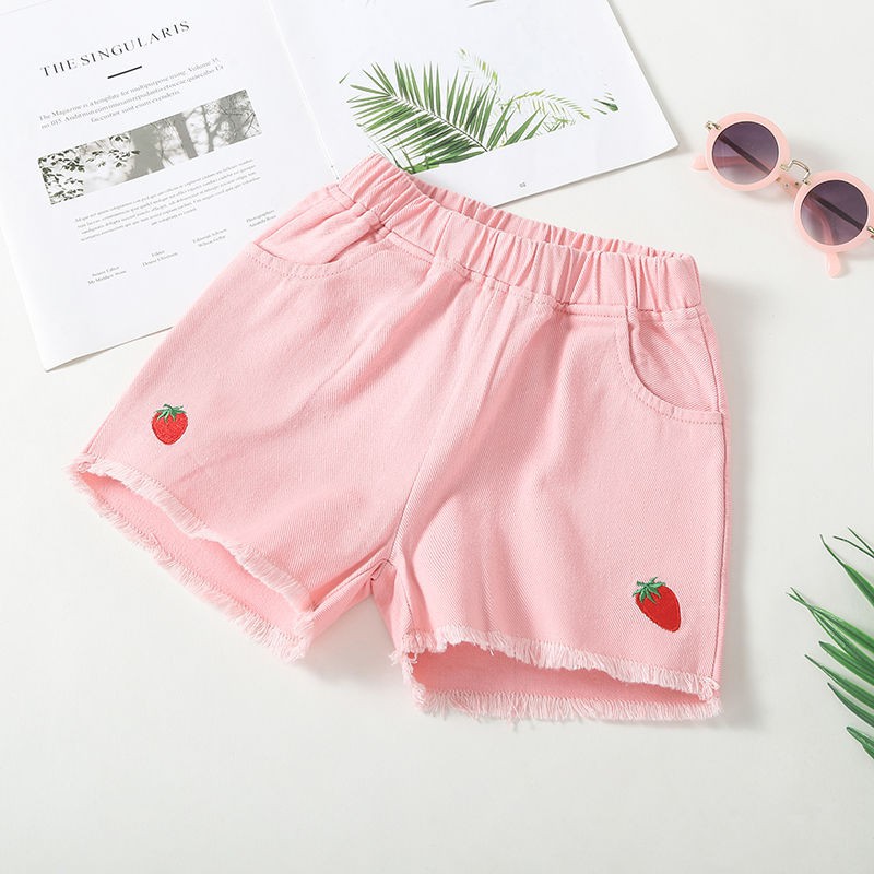 Quần Short Denim Vải Cotton Mỏng Thiết Kế Dễ Thương Cho Bé Gái