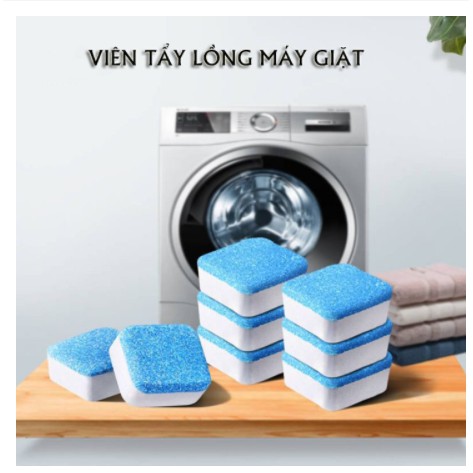Viên vệ sinh lồng máy giặt, giệt khuẩn bảo vệ máy giặt, tẩy cặn bẩn hiệu quả, hộp 12 viên
