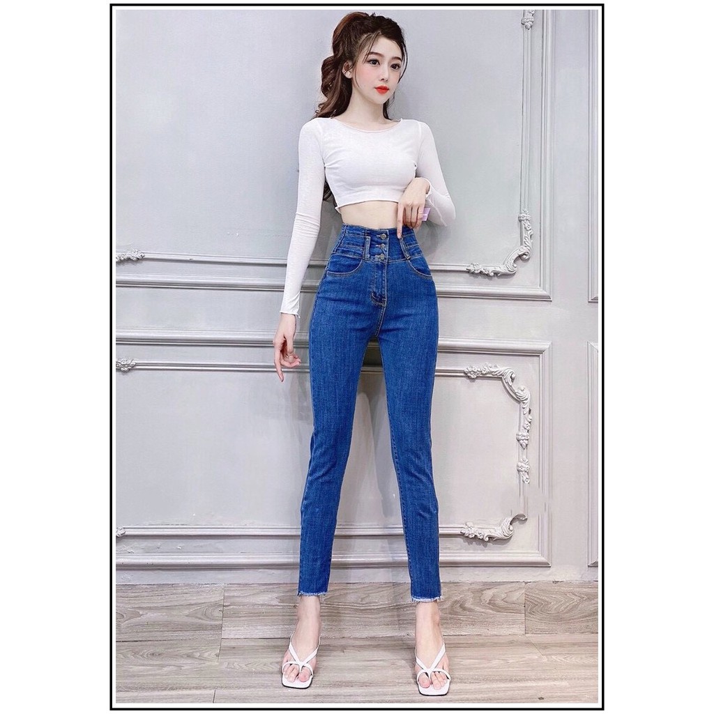 Quần jean nữ lưng siêu cao 3 CÚC Siêu Đẹp bảng size 26-34 chất jean giãn tốt 3h0-82