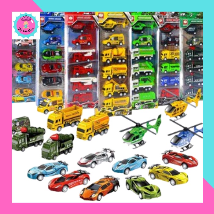 Ô tô đồ chơi Combo 6 xe đồ chơi Máy bay mô hình siêu đẹp bền dành cho bé trai - MÃ SP D12- SKY FAN SHOP