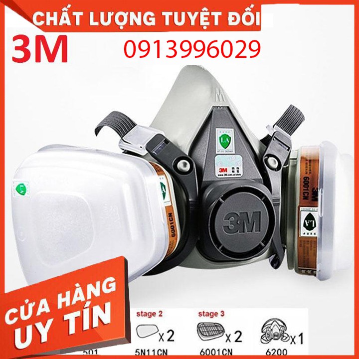 Mặt Nạ Phòng Độc 3M Chống Độc, Phun Sơn, Hóa Chất, Thuốc Trừ Sâu