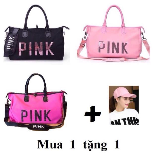 [HOT DEAL] [MUA 1 TẶNG 1] Túi xách du lịch Pink tặng mũ lưỡi trai phong cách màu ngẫu nhiên