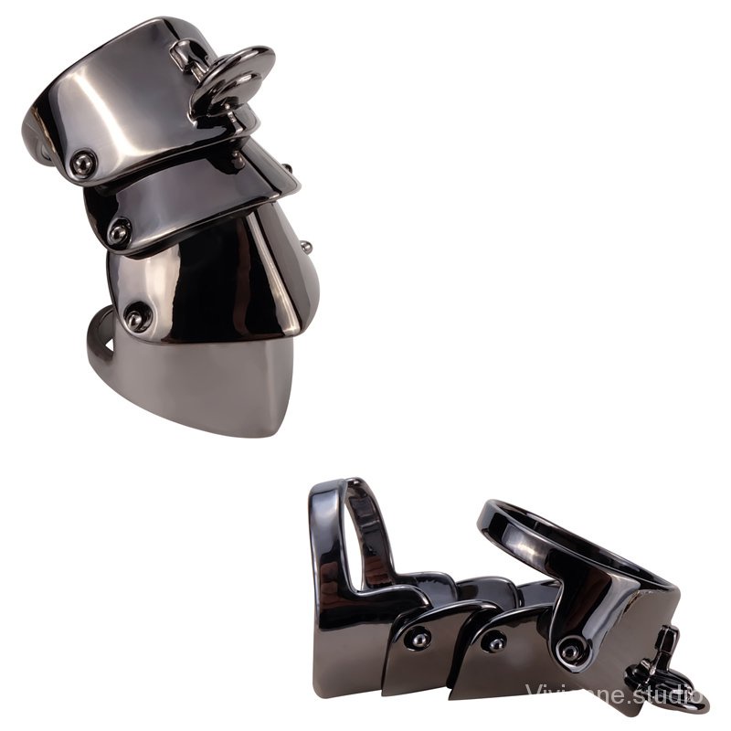 Nhẫn Vivienne West wood Gold Titanium Ba Màu Đen Bạc Áo Giáp Bốn Cánh