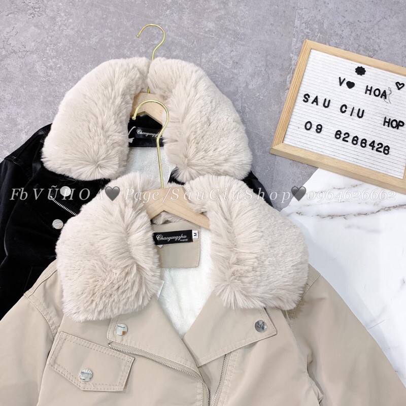 Áo khoác da nhung trần lông bên trong hàng QCL1