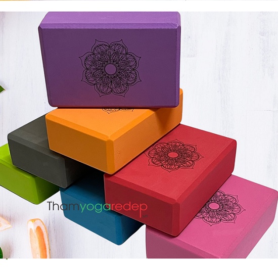 Gạch Tập Yoga Xốp Eva Nặng 220g In Hoa Mandala - Cứng  gấp 3 lần loại gạch tập thông thường (1 Viên)