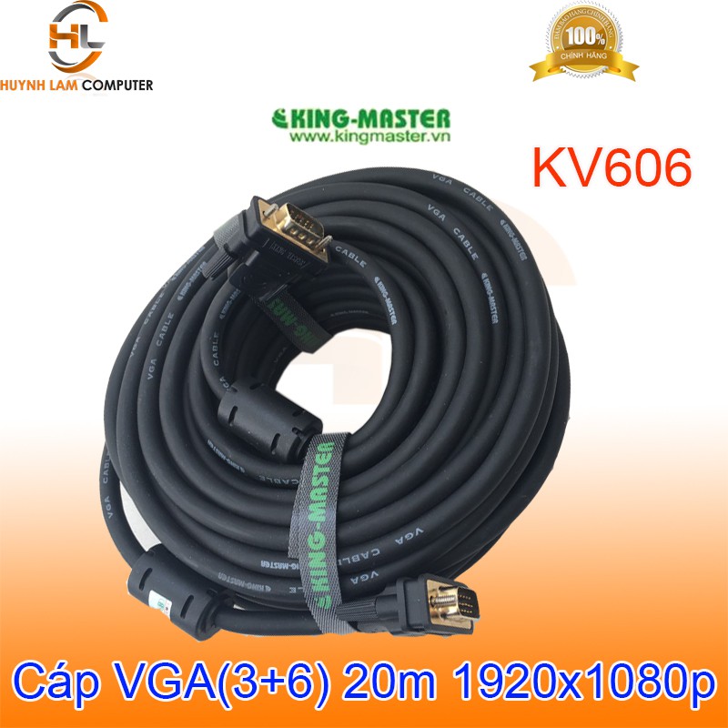 Cáp VGA 20m KingMaster KV606 (3+6) FullHD sắc nét - Hàng chính hãng