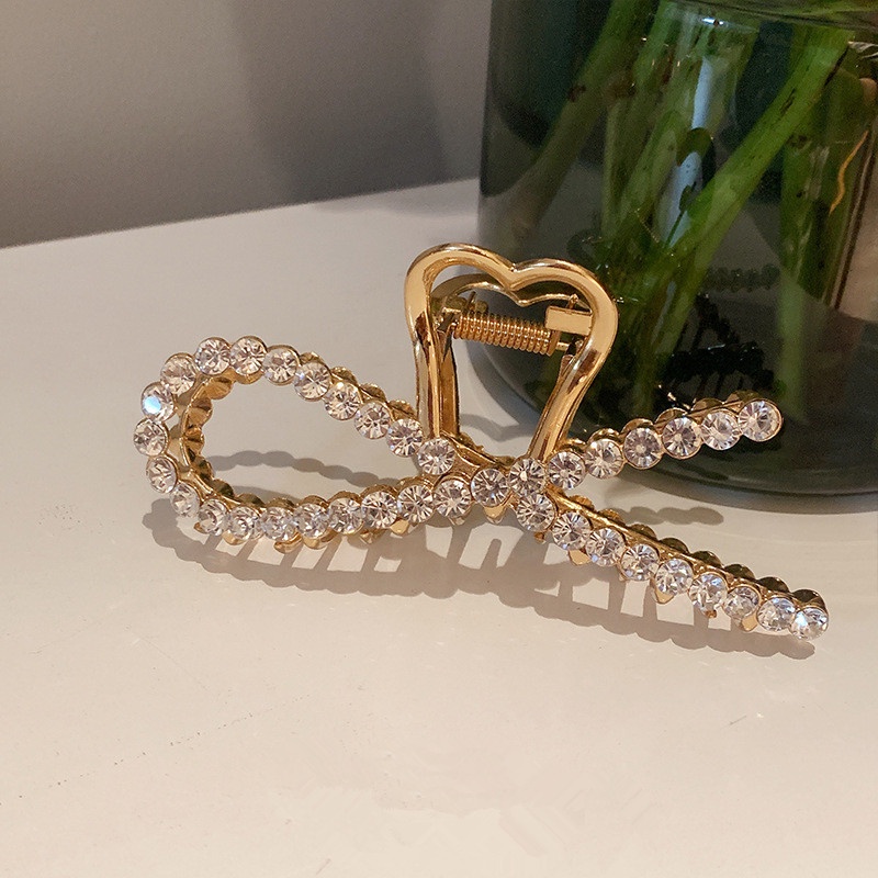 Kẹp tóc phong cách Hàn Quốc đính đá A6024 Kẹp càng cua kim loại cỡ lớn sang chảnh