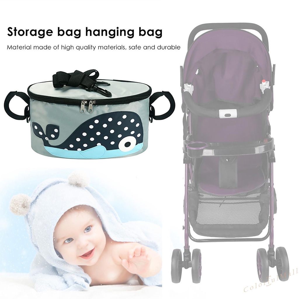 Baby Stroller Hanging Bag, Whale Pram Organizer, for Diaper, Nursing Bottle