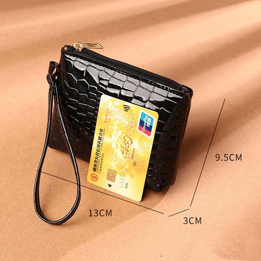 Ví Đựng Tiền Xu Vân Da Cá Sấu Mini Có Khóa Kéo Phong Cách Retro