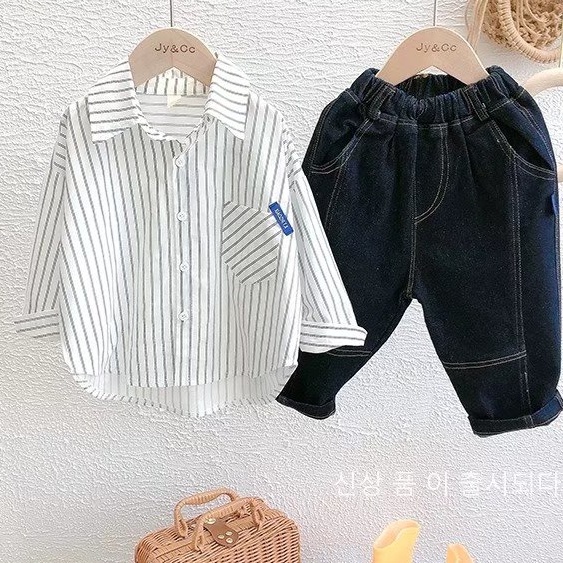 Áo sơ mi BXPB tay dài dáng rộng thoải mái phong cách thời trang độc đáo cho bé trai 3-15 tuổi