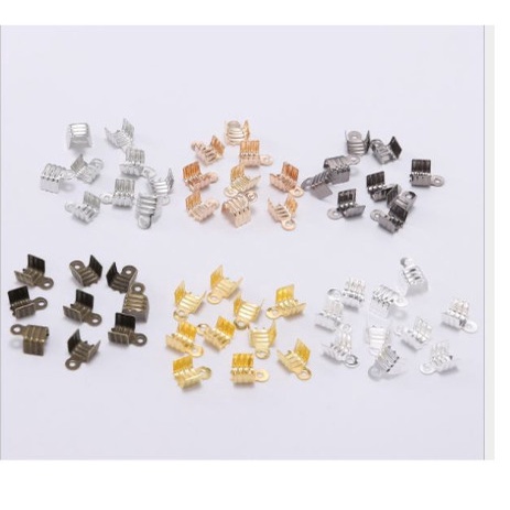 50 cái kẹp 2 lá nối đầu khoá làm vòng tay , vòng cổ vân sọc dùng cho dây size 3-4-5mm