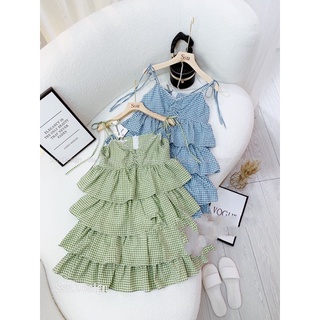 Váy dây kẻ( Ảnh thật shop chụp)