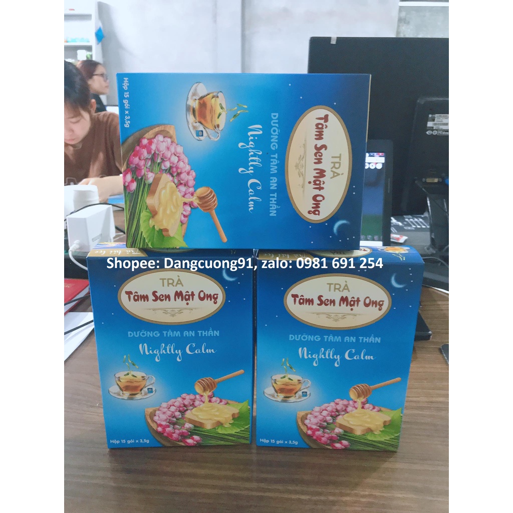 Trà tâm sen mật ong, dưỡng tâm an thần túi lọc [ Hộp 15 túi lọc ]