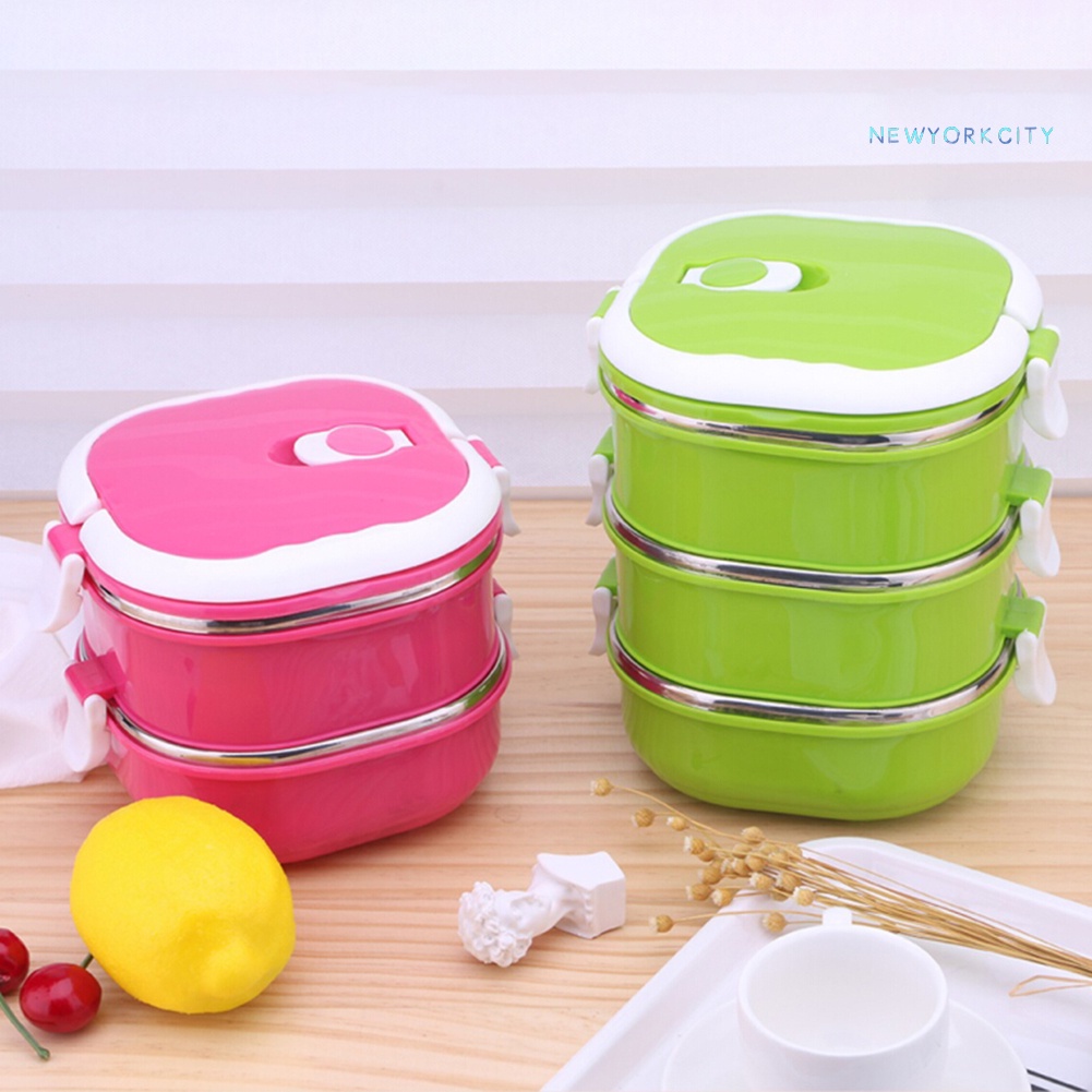 Hộp Đựng Cơm Trưa Cách Nhiệt 1/2/3 Lớp Thiết Kế Hình Vuông Di Động Tiện Dụng Mang Theo Dã Ngoại NYC