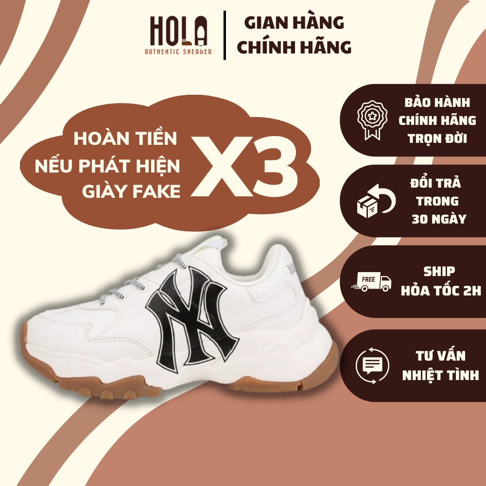 Giày MLB chính hãng, MLB authentic ny chunky gum, đế tăng chiều cao 5-7cm, check ra fake hoàn tiền x3