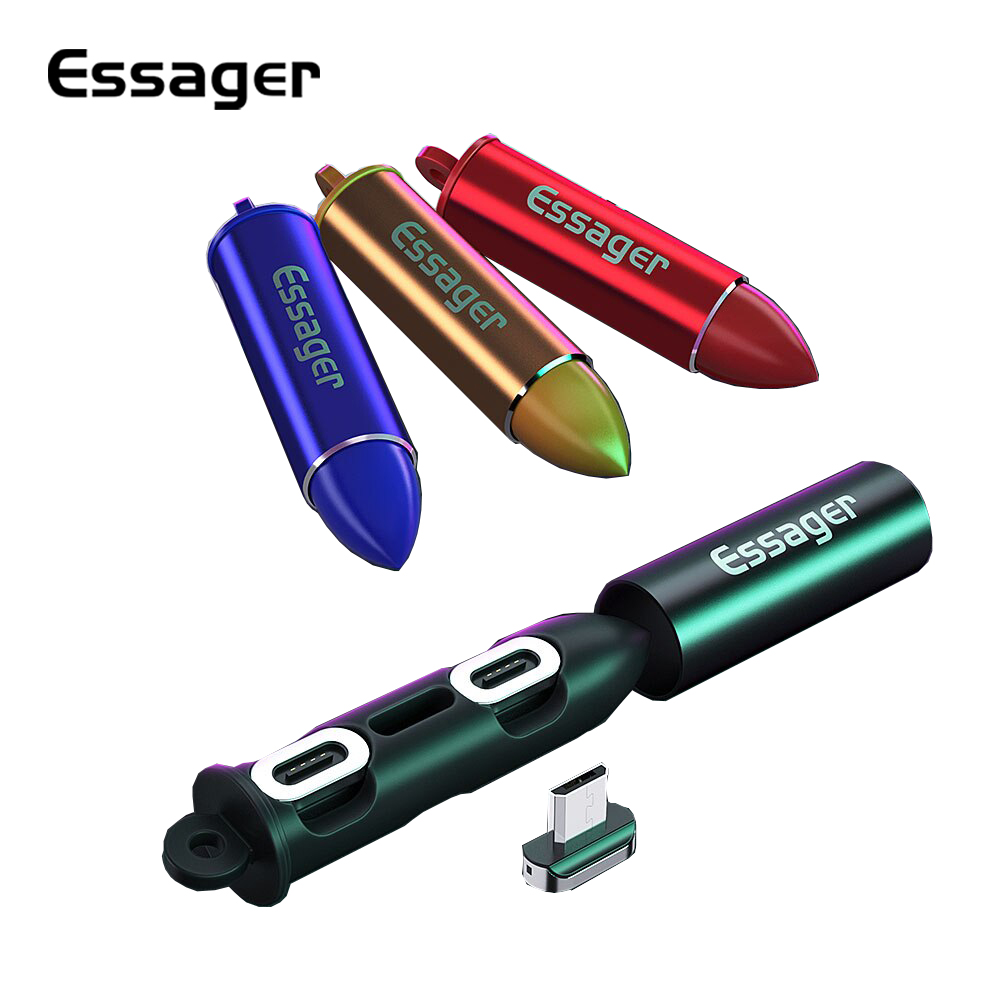 Hộp Lỗ Cắm Essager Bằng Kim Loại Từ Tính Dễ Mang Theo Dùng Cho Đầu Nối Cáp Sạc Từ Tính Micro USB Type C