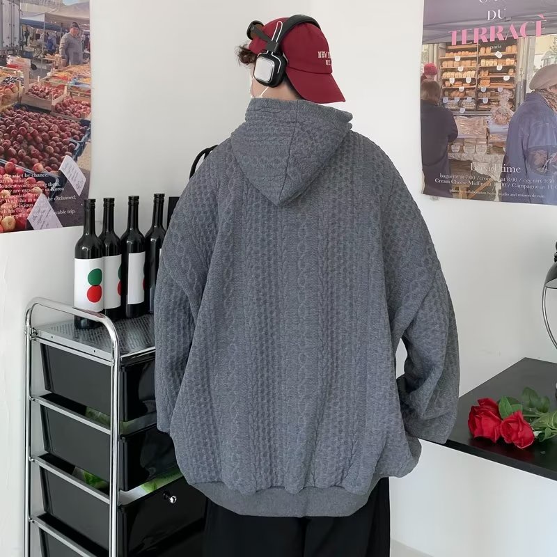 Áo Hoodie Màu Trơn Dáng Rộng Thời Trang Vintage Đơn Giản Cho Nam Nữ