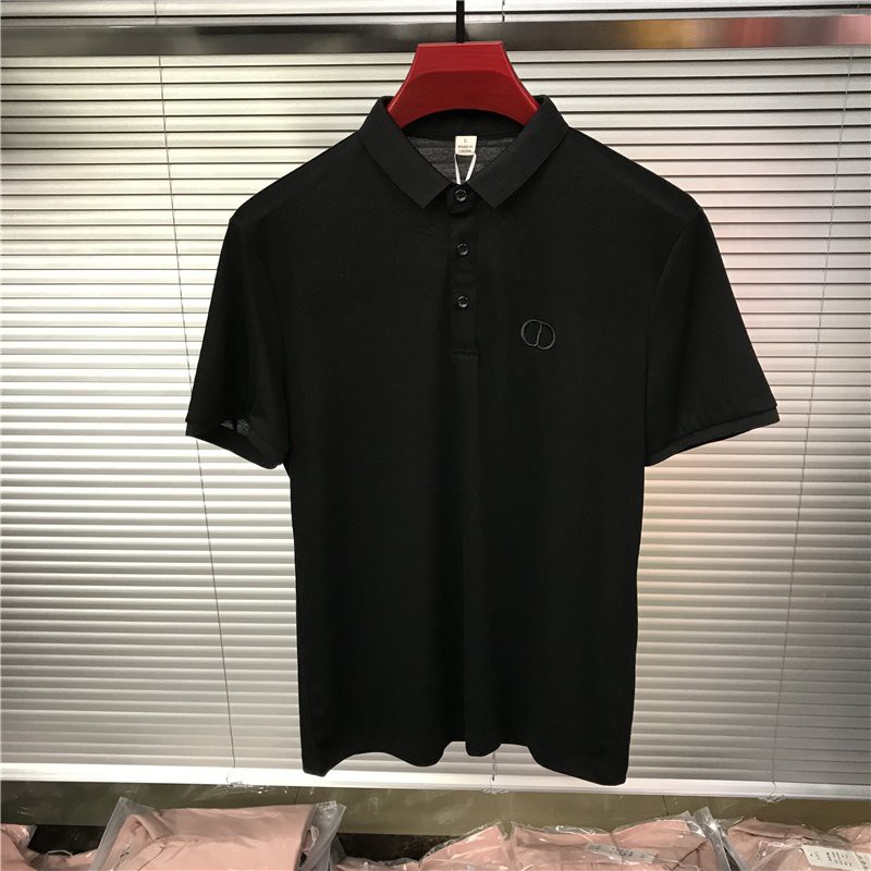 Áo POLO nam thêu LOGO Vải CÁ SẤU CVC dệt lỗ thoáng khí màu ĐEN D3