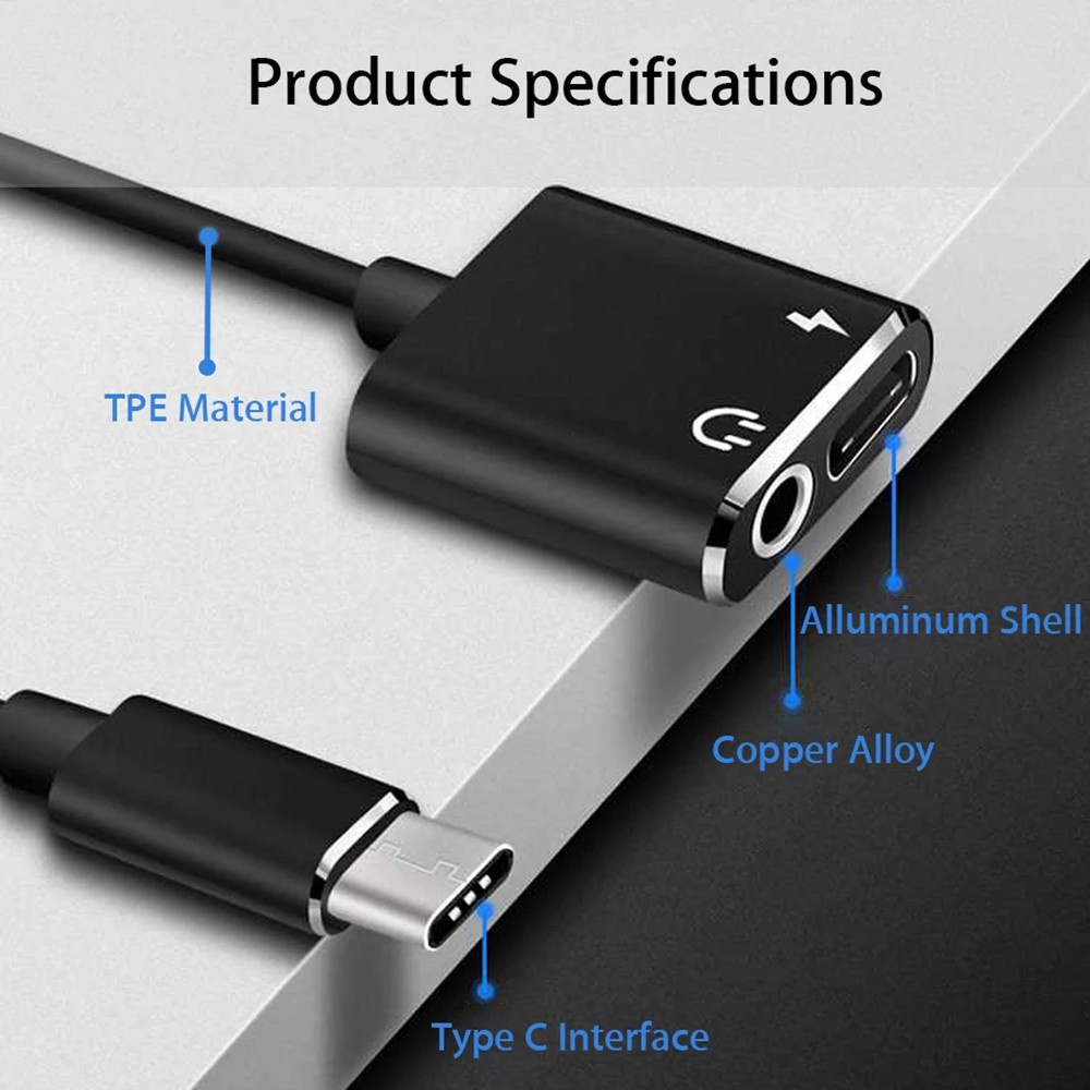 Cáp Chuyển Đổi Âm Thanh Type C Sang 3.5 mm 3.5mm 2 Trong 1 Cho Huawei Xiaomi