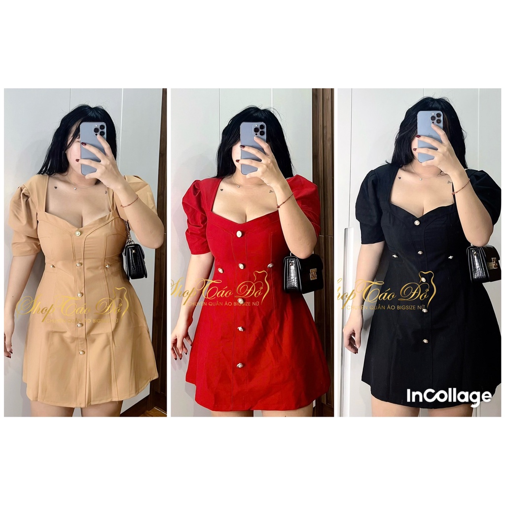 Đầm nút tay phồng sang chảnh siêu hot D35  🍎🍎🍎